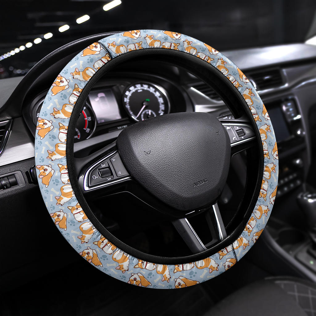 Custom Corgi Christmas Premium Steering Wheel Cover - Cute Print