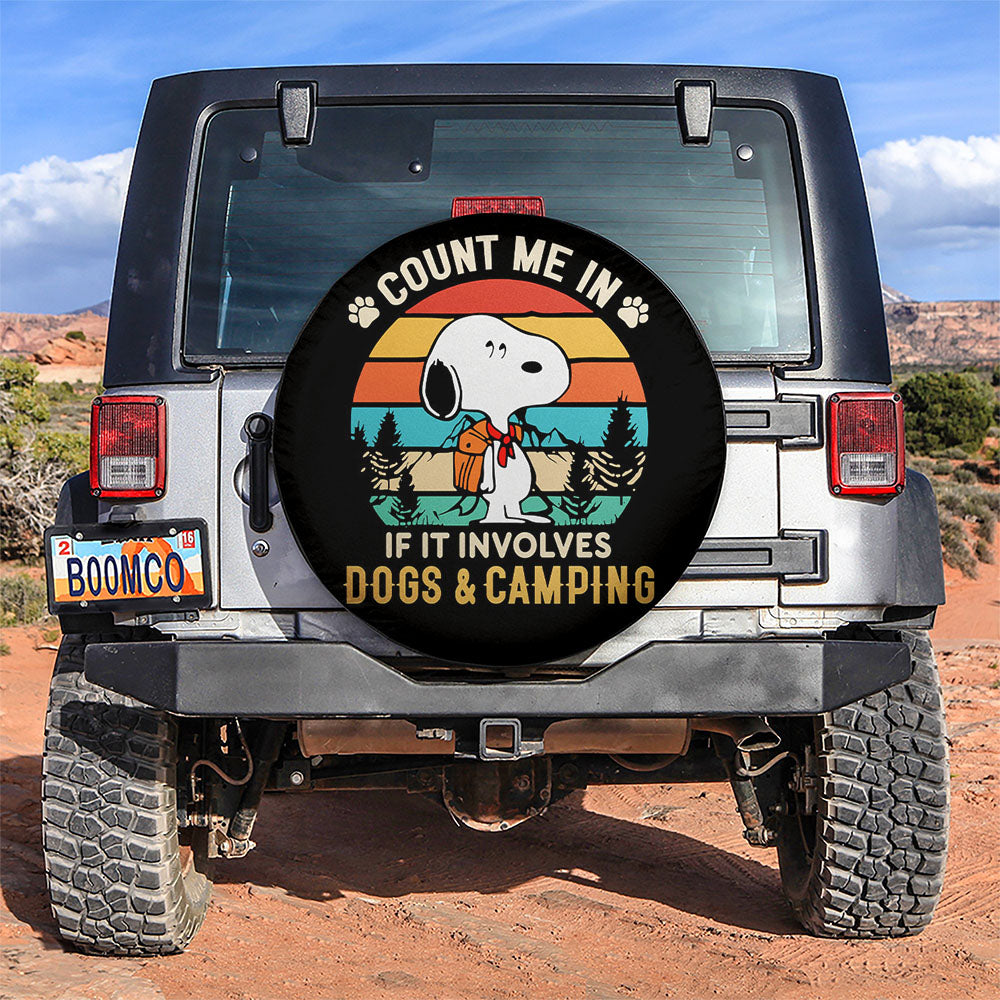 Snoopy Dog Camping Gift for Campers - Jeep Car Spare Tire Covers