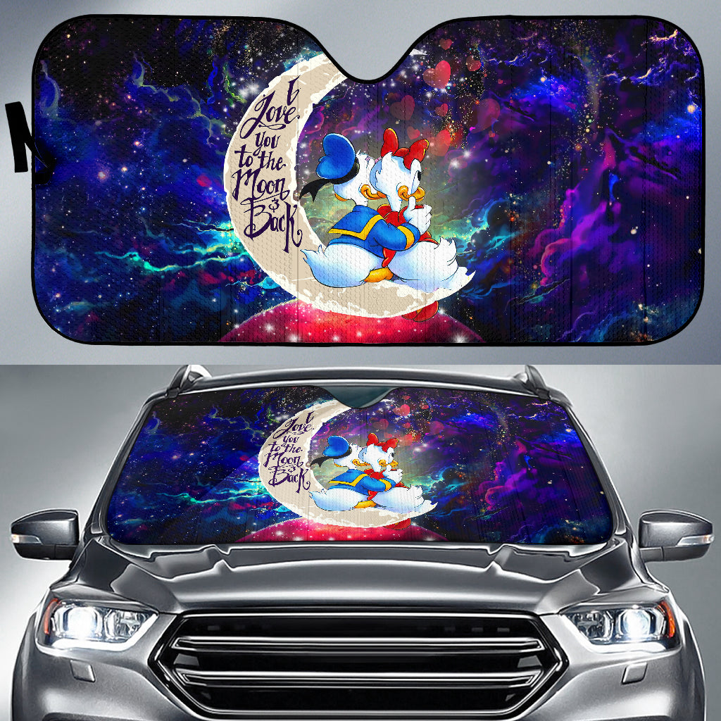 Cute Duck Love You To The Moon Galaxy Car Sunshades