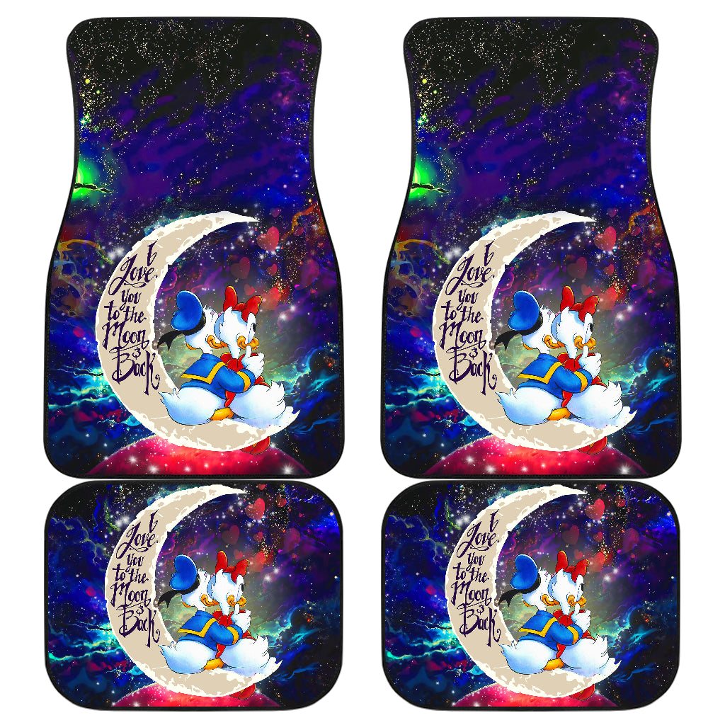 Cute Duck Couple Love You To The Moon Galaxy Car Floor Mats