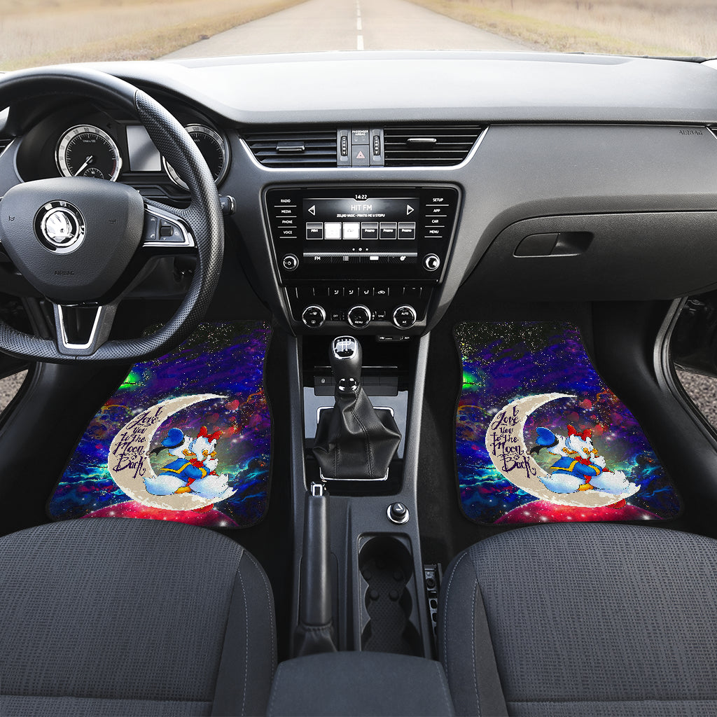 Cute Duck Couple Love You To The Moon Galaxy Car Floor Mats