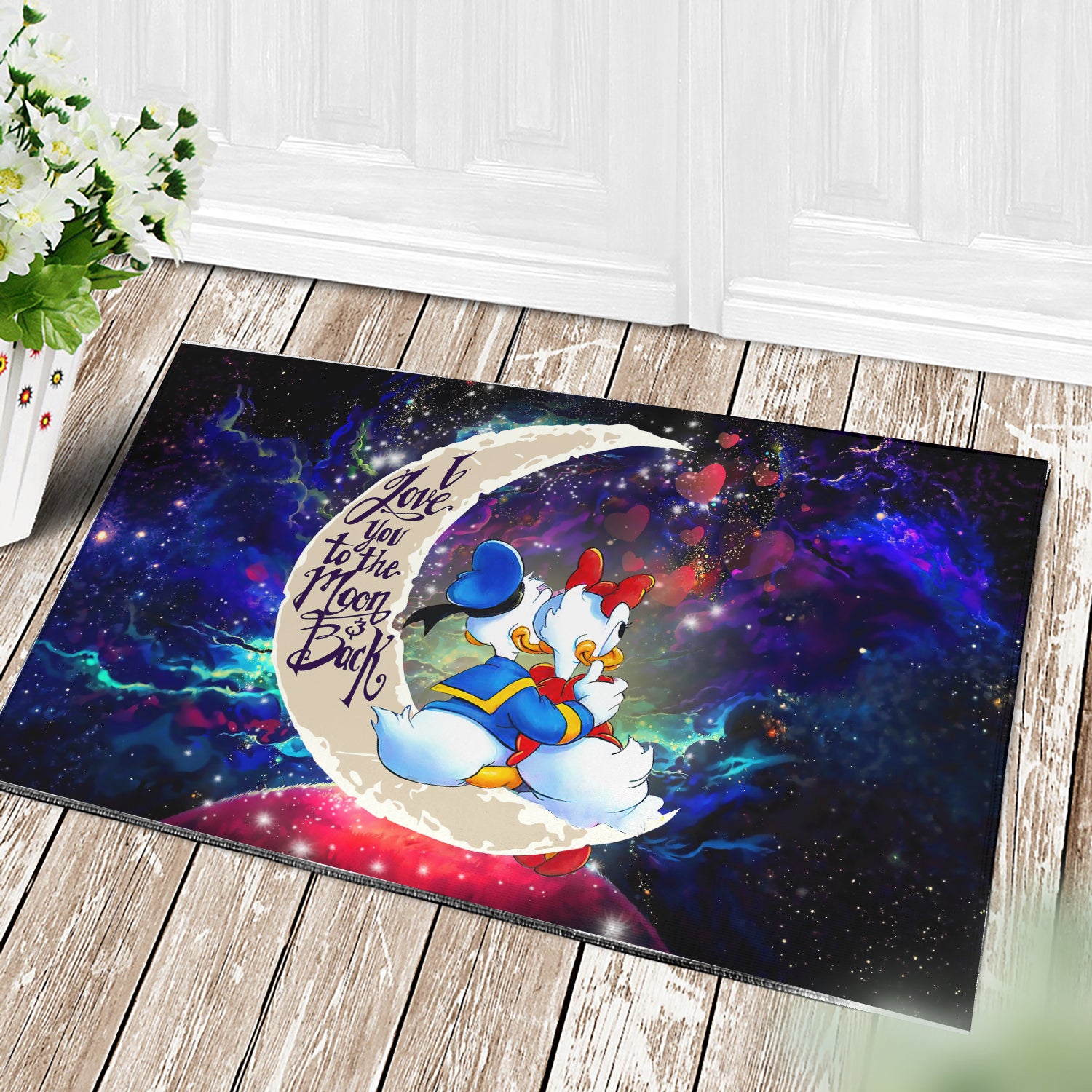Cute Duck Couple Love You To The Moon Doormat Home Decor