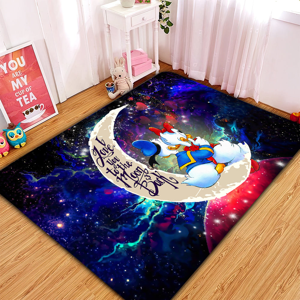 Cute Duck Love You To The Moon Galaxy Rug Carpet Home Decor
