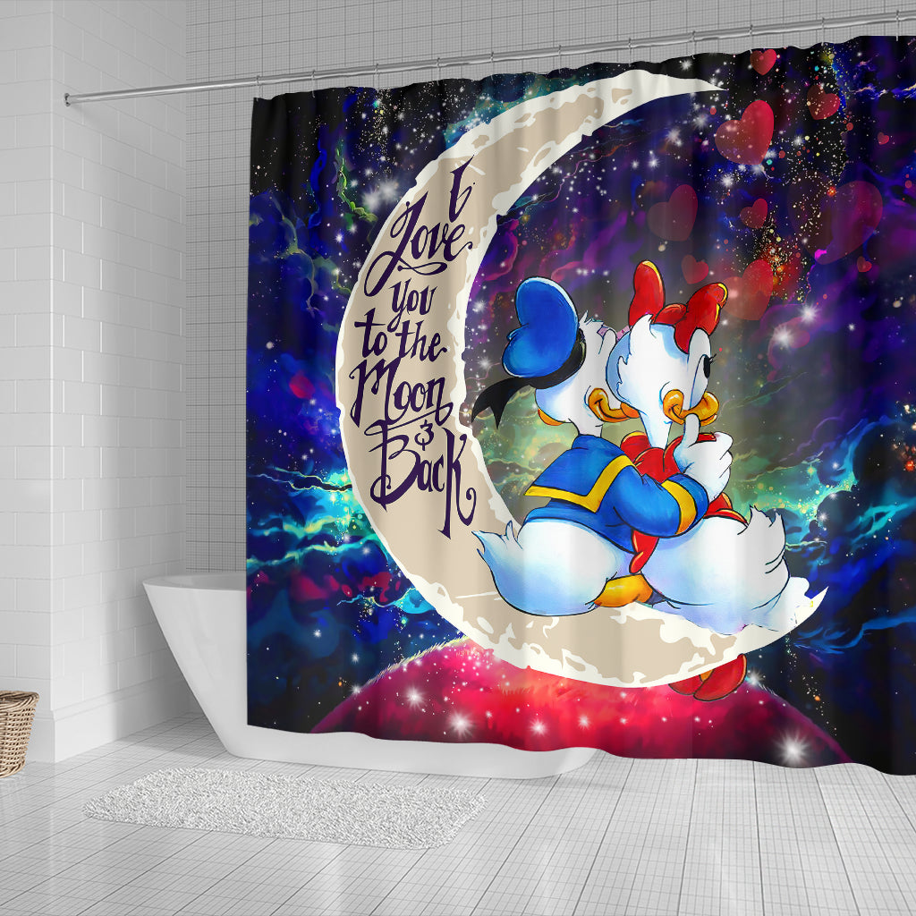 Cute Duck Couple Love You To The Moon Galaxy Shower Curtain