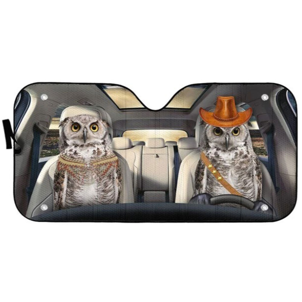 Couple Owls Windshield Sun Shades Car Accessories Gift Decor