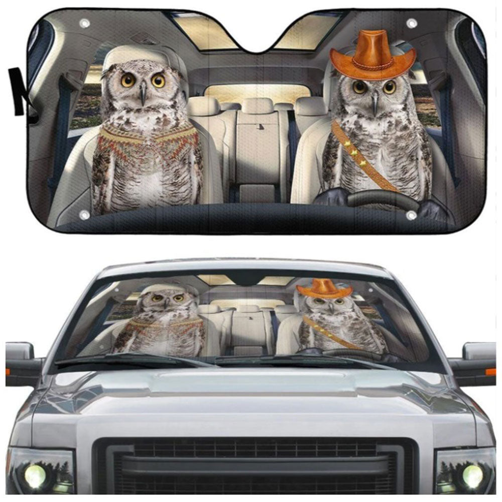 Couple Owls Windshield Sun Shades Car Accessories Gift Decor