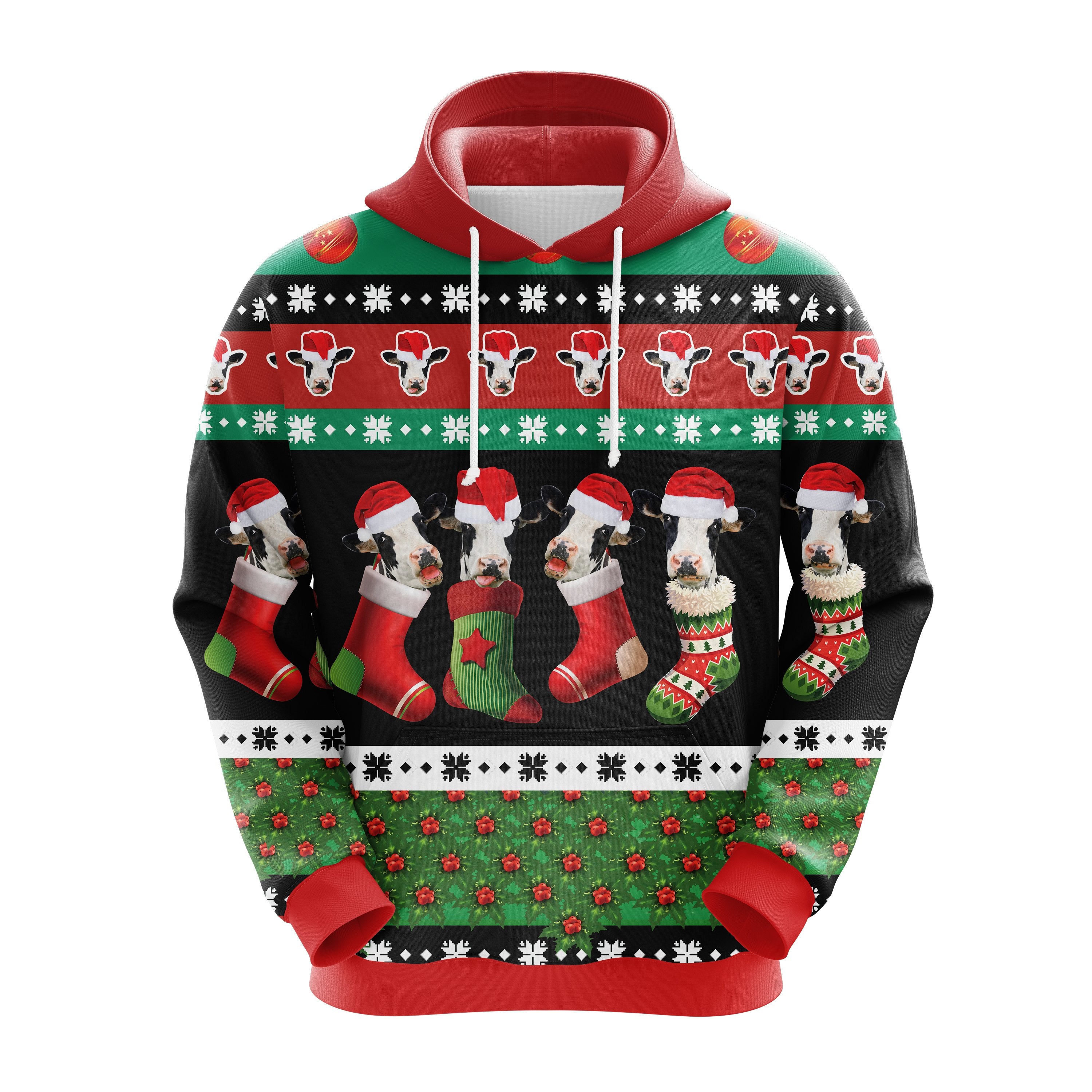Cute Cow Christmas Hoodie | Funny Noel Ugly Sweater Gift