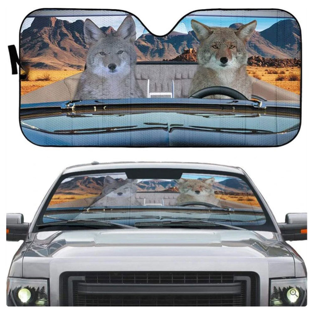 Custom Coyote Couple Car Sun Shades for Windshield Accessories
