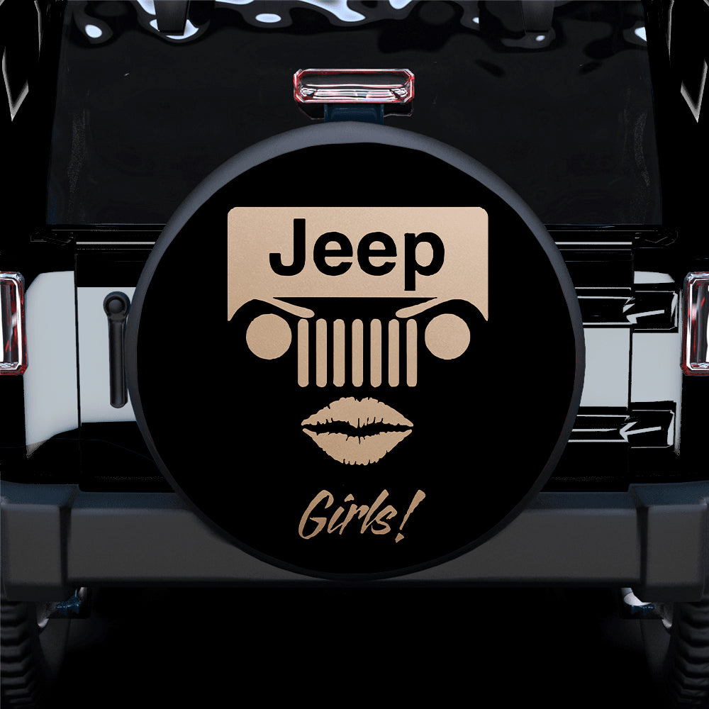 Cream White Jeep Girl Spare Tire Covers for Campers Gift