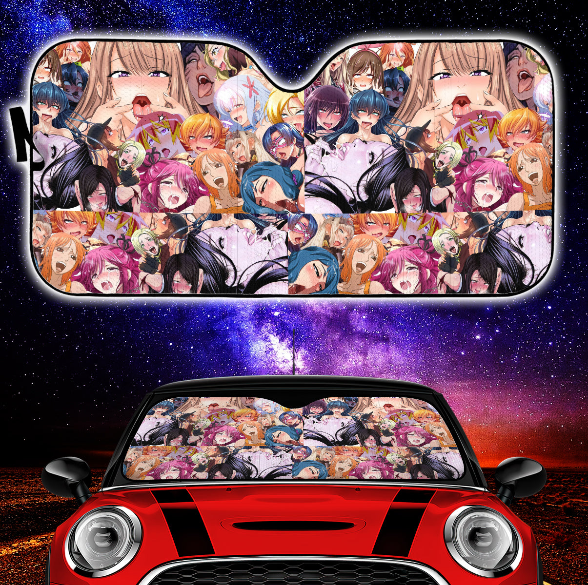 Ahegao Girls Custom Car Sunshades for Auto Protection