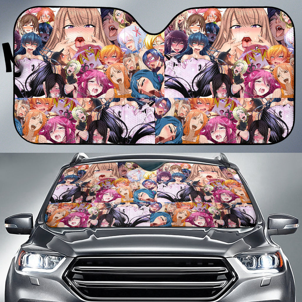 Ahegao Girls Custom Car Sunshades for Auto Protection