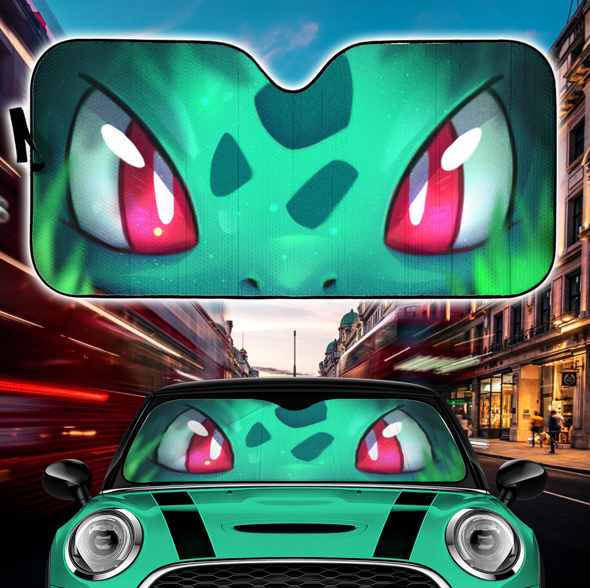 Bulbasaur Face Cute Pokemon Car Sunshades for Auto Protection