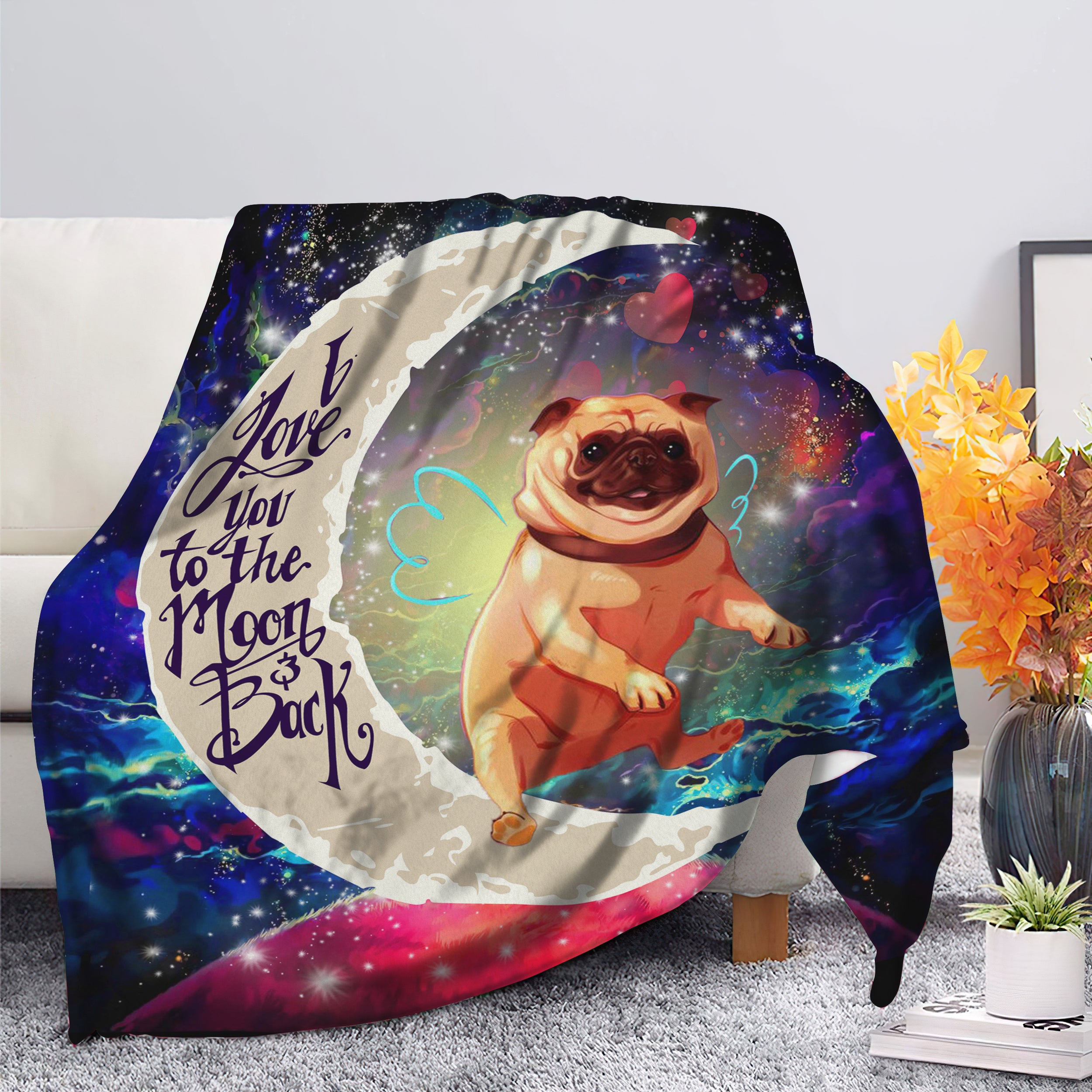 Bull Dog Love You To The Moon Galaxy Blanket for Pet Lovers
