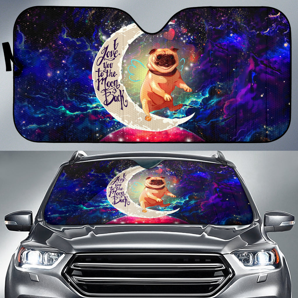 Bull Dog Love You To The Moon Galaxy Car Sunshades Auto Accessory