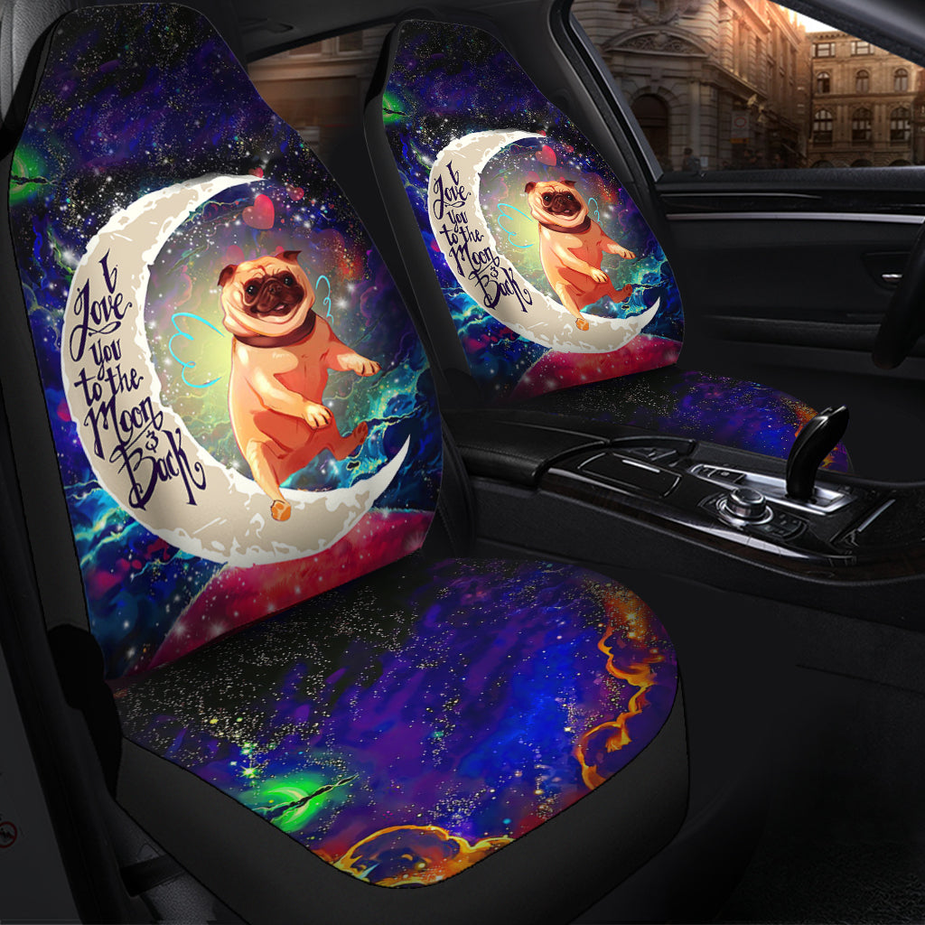 Cute Bulldog Love You To The Moon Galaxy Car Seat Covers Protectors