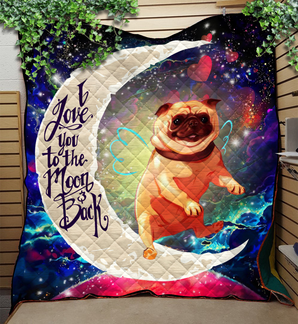Bull Dog Love You To The Moon Galaxy Quilt Blanket 50x60