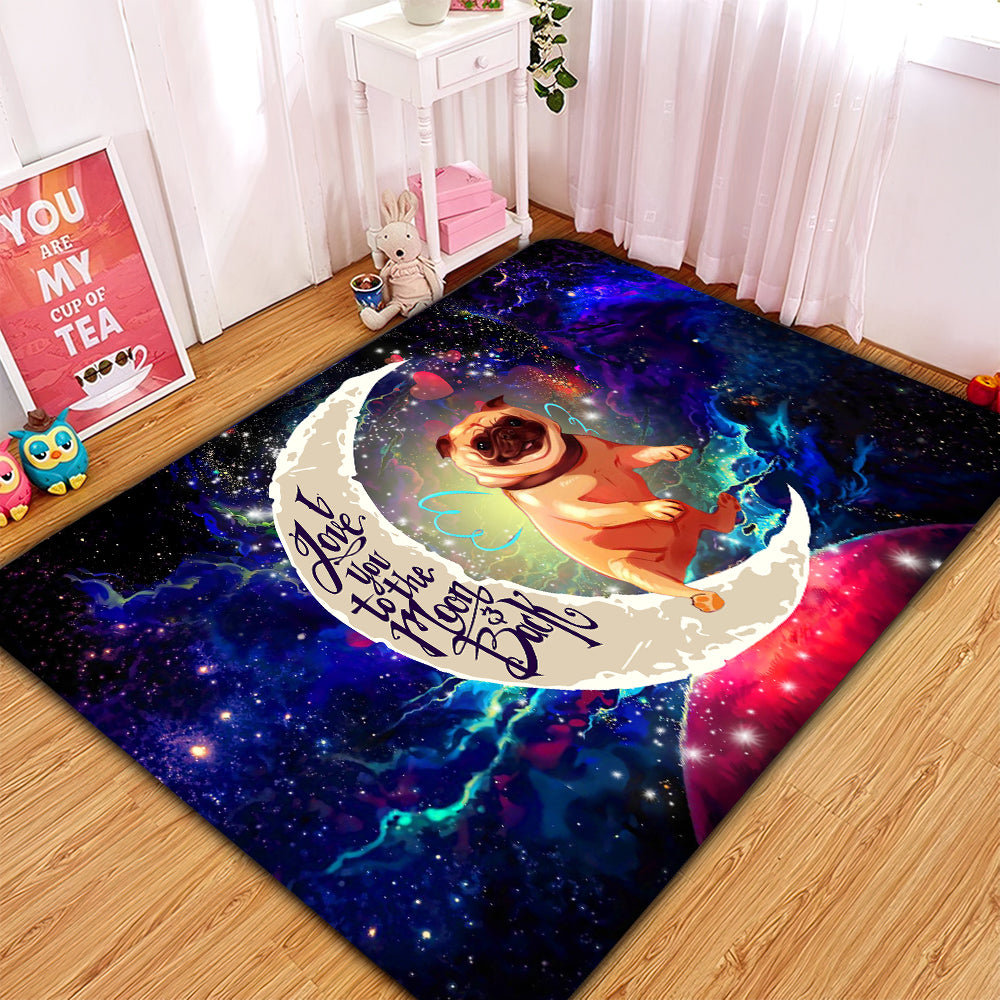 Cute Bull Dog To The Moon Galaxy Rug Carpet Home Decor