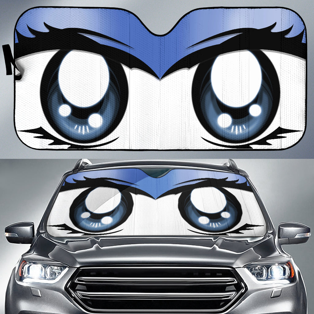 Blue Cute Cartoon Eyes Car Sun Shades Cute Cartoon