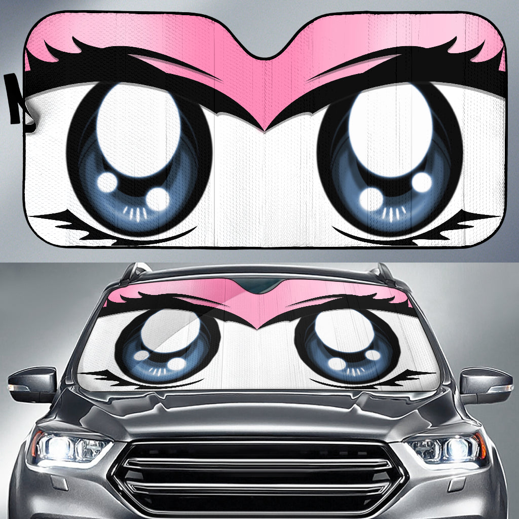 Pink Cute Cartoon Eyes Auto Sun Shades for Car Window Protection