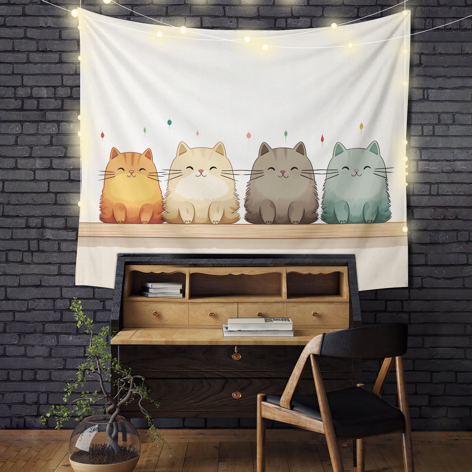 Adorable Cat Tapestry Wall Hanging for Cozy Room Decor