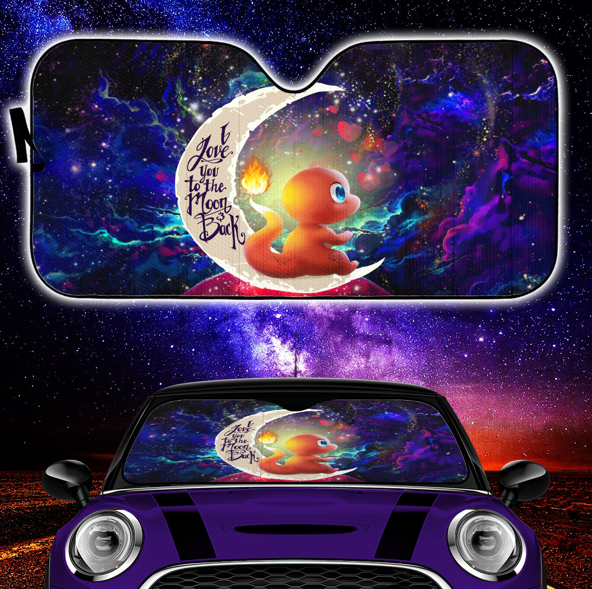 Charmander Pokemon Galaxy Sunshades for Car - Love You To The Moon