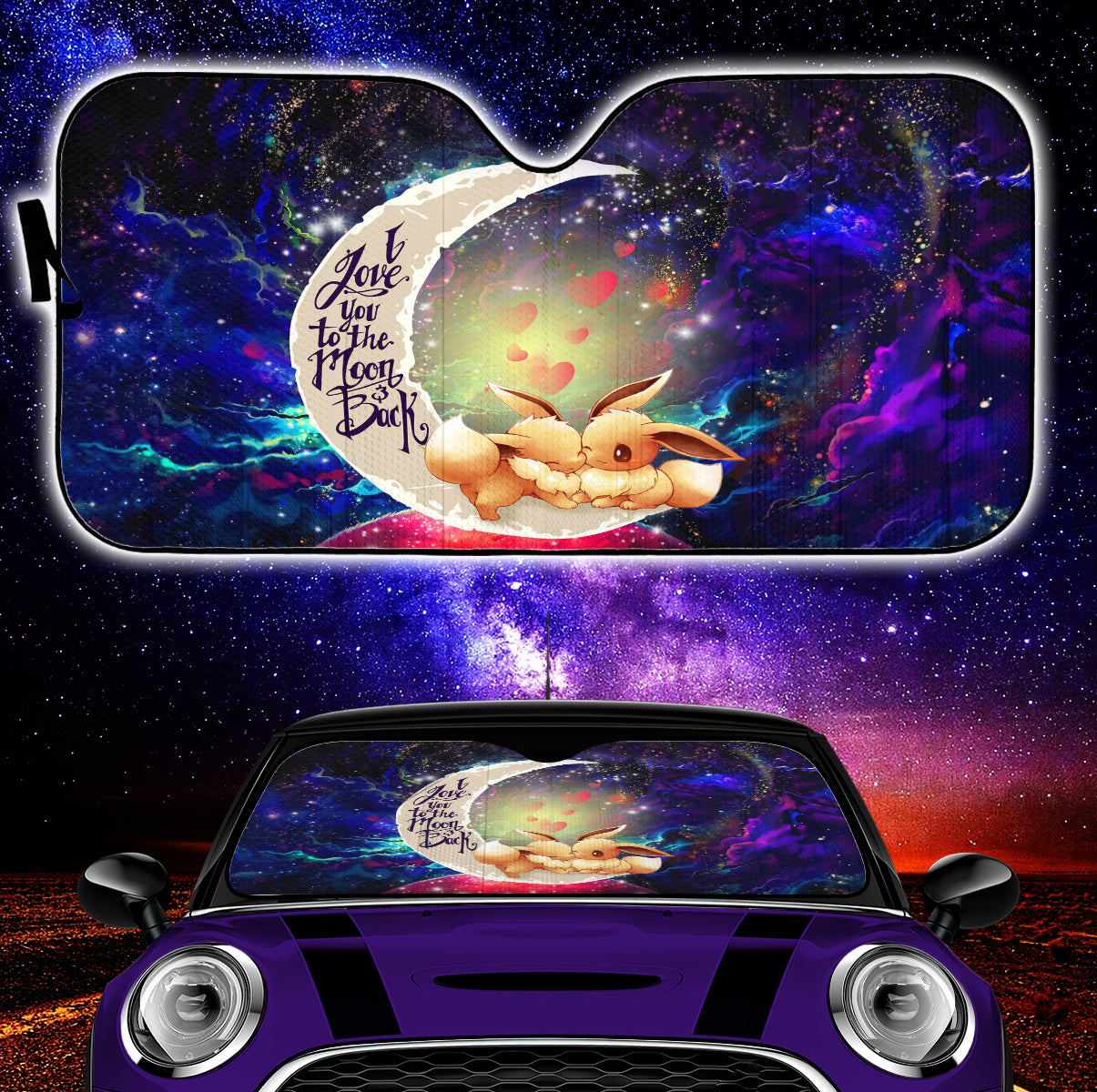 Eevee Pokemon Couple Galaxy Love You To The Moon Car Sunshades