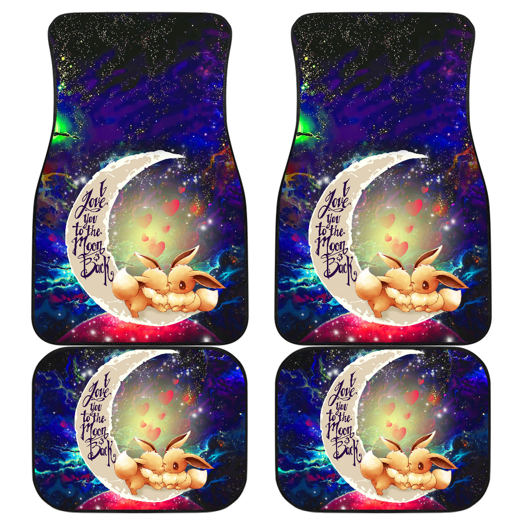 Eevee Pokemon Love You To The Moon Galaxy Car Mats - Cute Couple