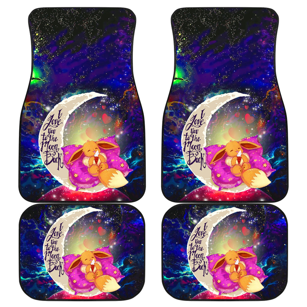Eevee Pokemon Galaxy Car Floor Mats - Cute Sleep Love You To The Moon