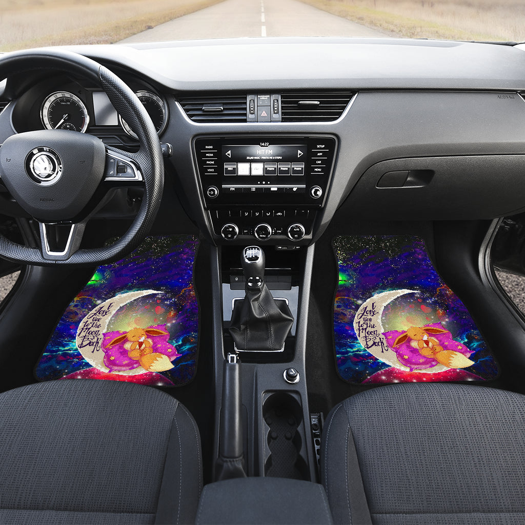 Eevee Pokemon Galaxy Car Floor Mats - Cute Sleep Love You To The Moon