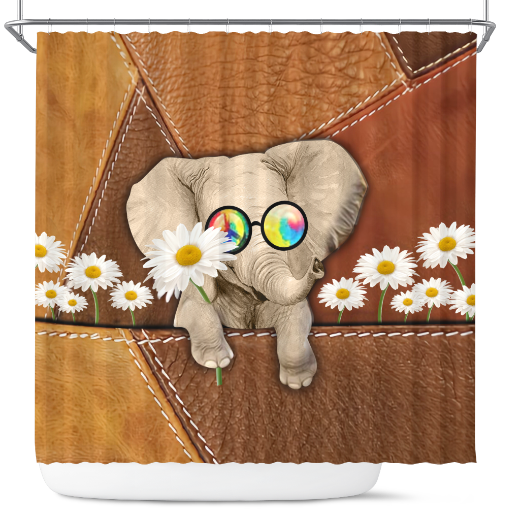 Cute Elephant Floral Design Shower Curtain Cute Elephant