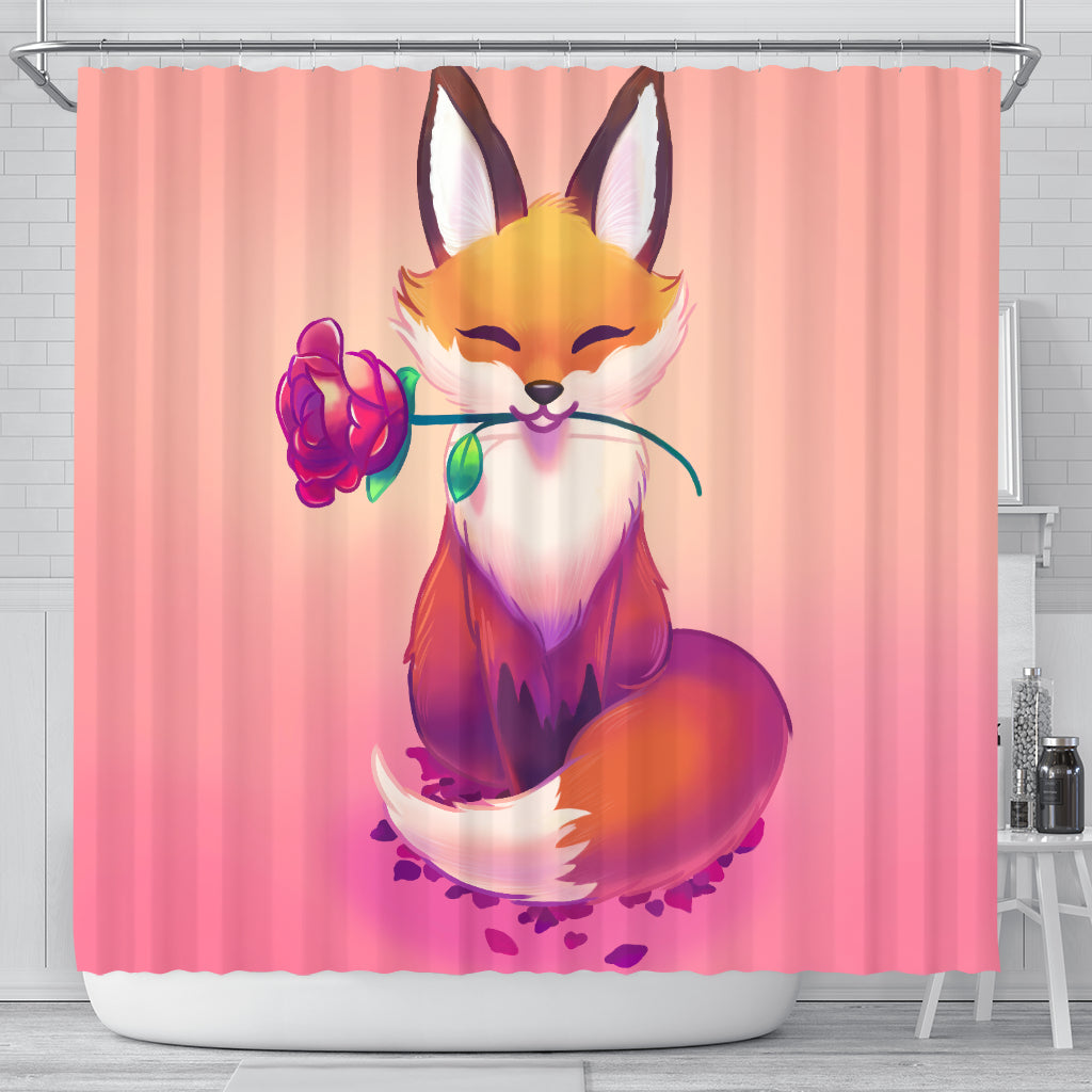 Adorable Fox Design Shower Curtain for Bathroom Decor