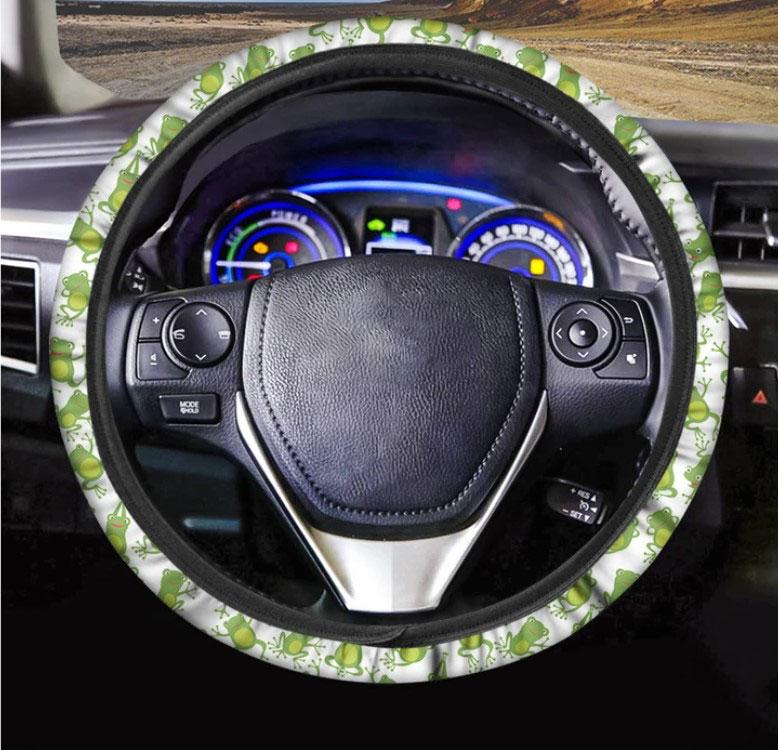 Cute Frog Pattern Car Steering Wheel Cover for Fun and Style 7212