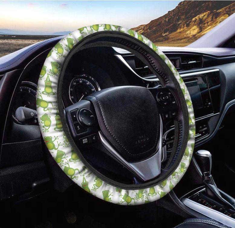 Adorable Frog Print Car Steering Wheel Cover for Protection and Style