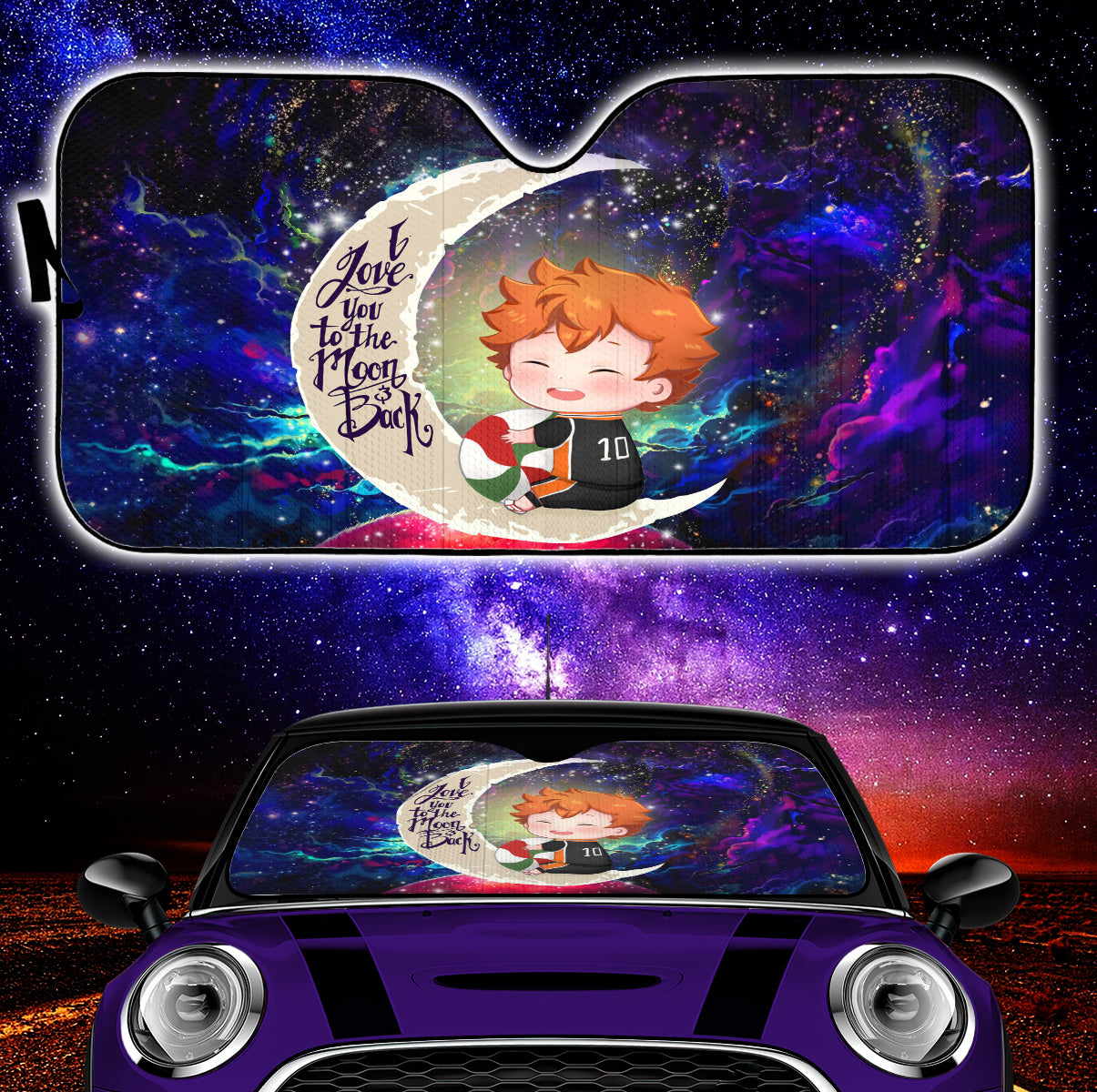 Hinata Haikyuu Love You To The Moon Galaxy Car Sunshades
