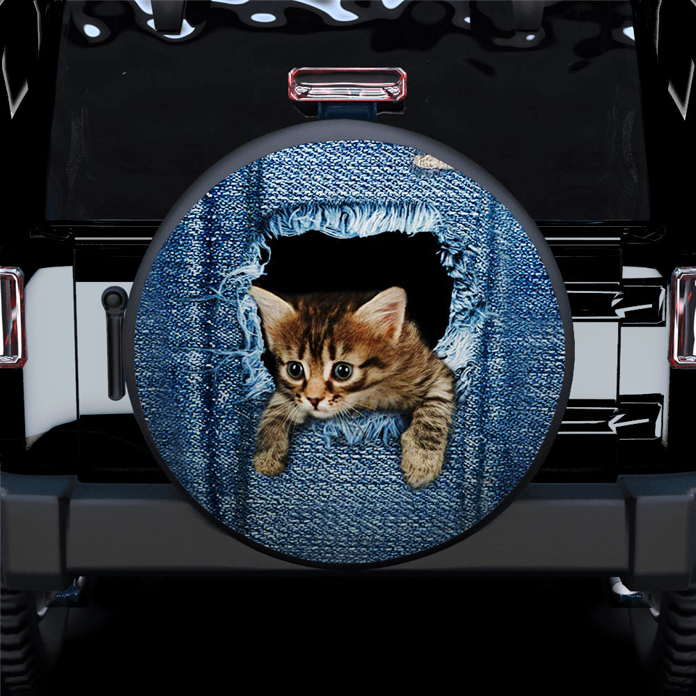 Cute Kitty Cat Jeep Spare Tire Covers Gift for Campers and Cat Lovers
