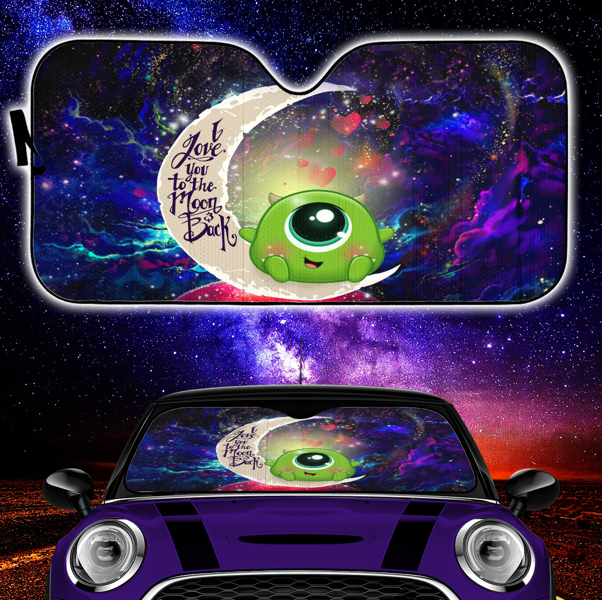 Mike Monster Inc Cute Galaxy Sunshades - Love You To The Moon Auto