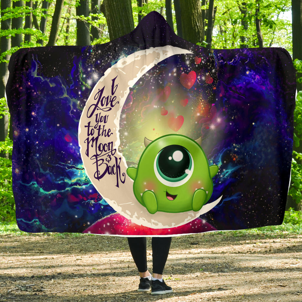 Mike Monster Inc Galaxy Hooded Blanket - Cute Love You To The Moon