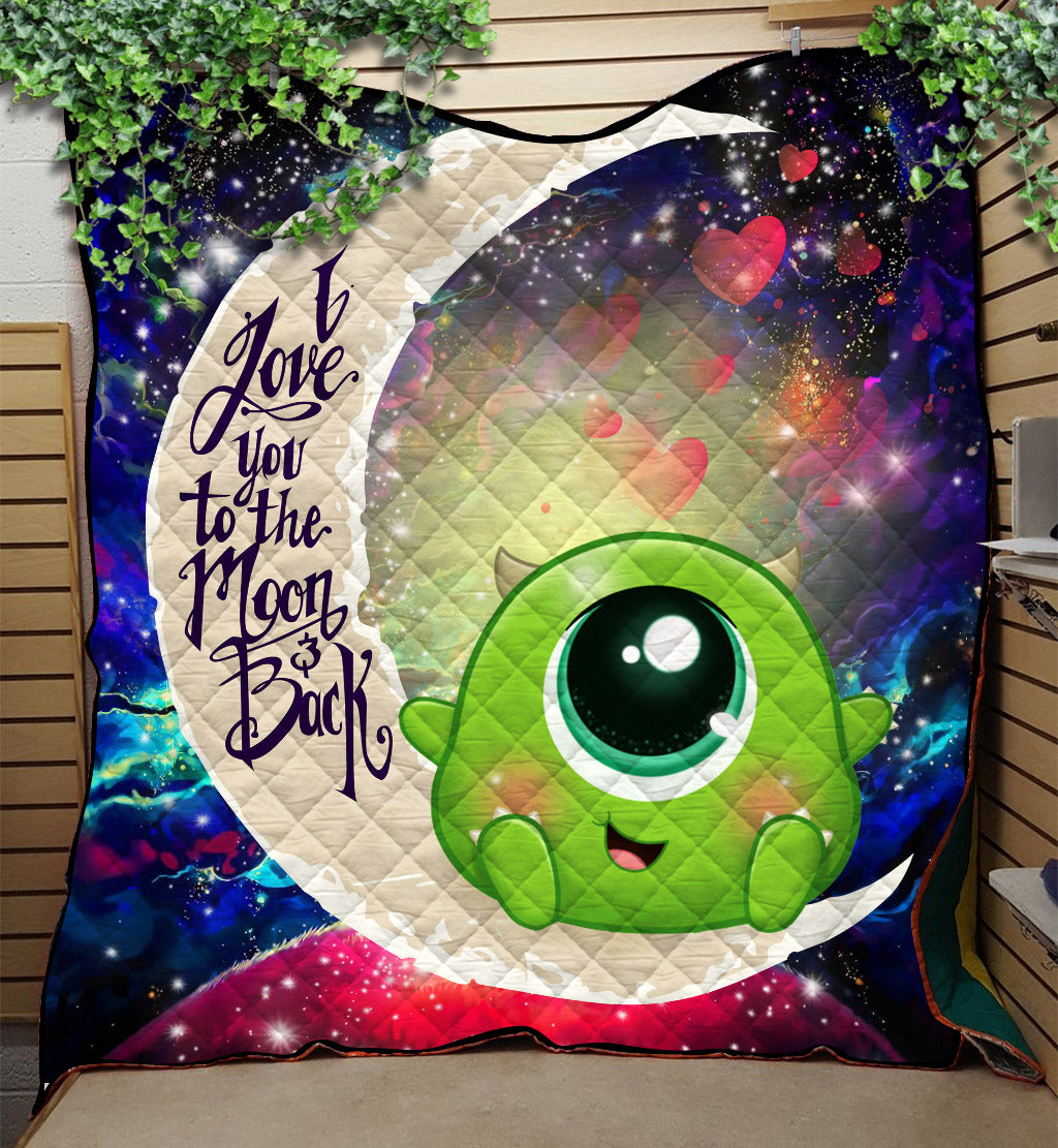 Mike Monster Inc Galaxy Quilt Blanket - Cute Love You To The Moon