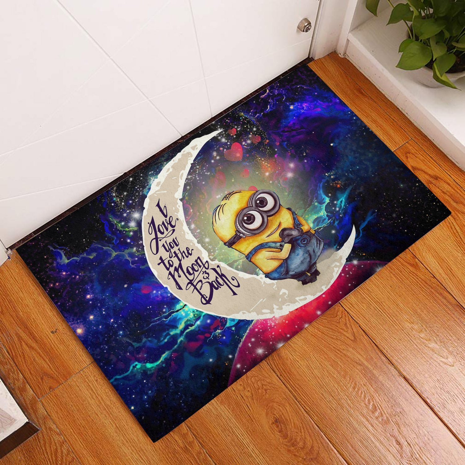 Minions Love You To The Moon Galaxy Back Doormat Home Decor