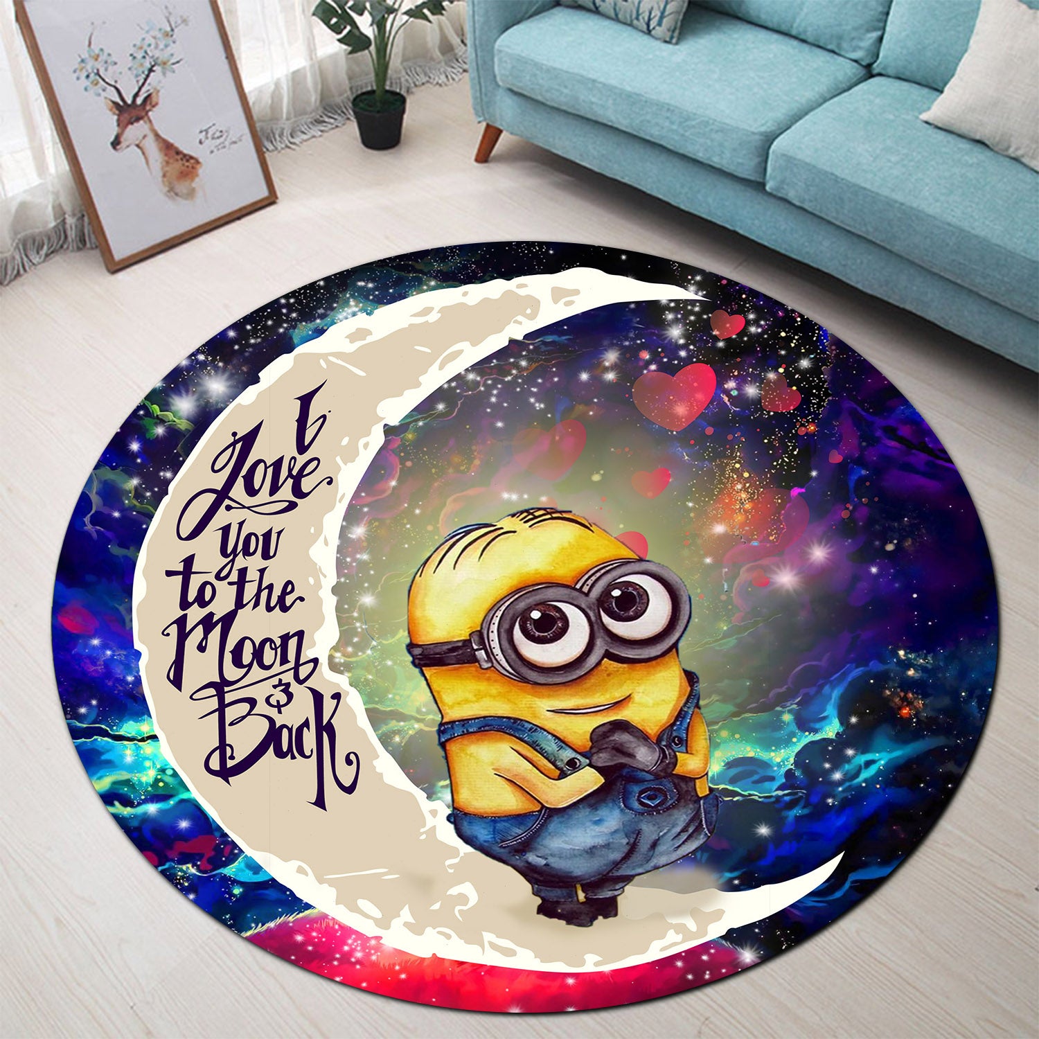Minions Despicable Me Love You To The Moon Round Carpet Rug