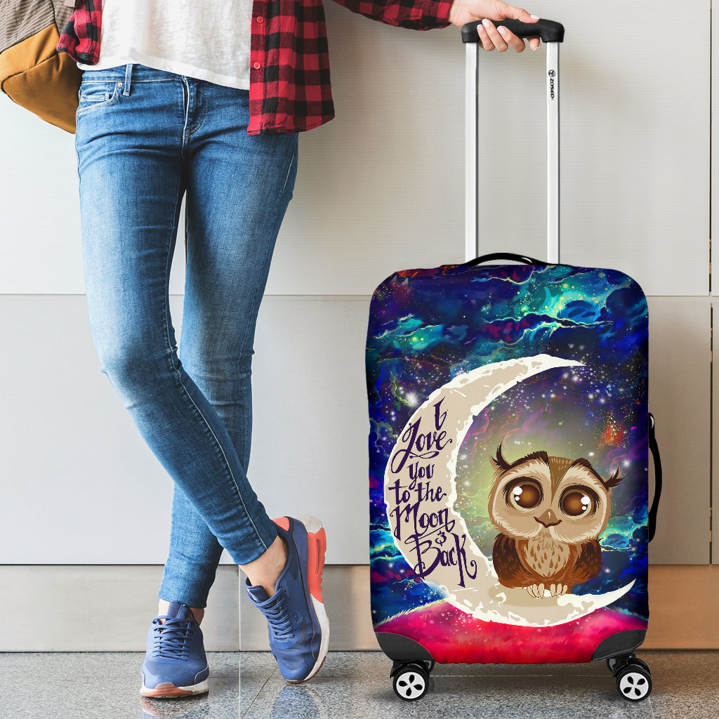 Cute Owl Love You To The Moon Galaxy Suitcase Protector Cover