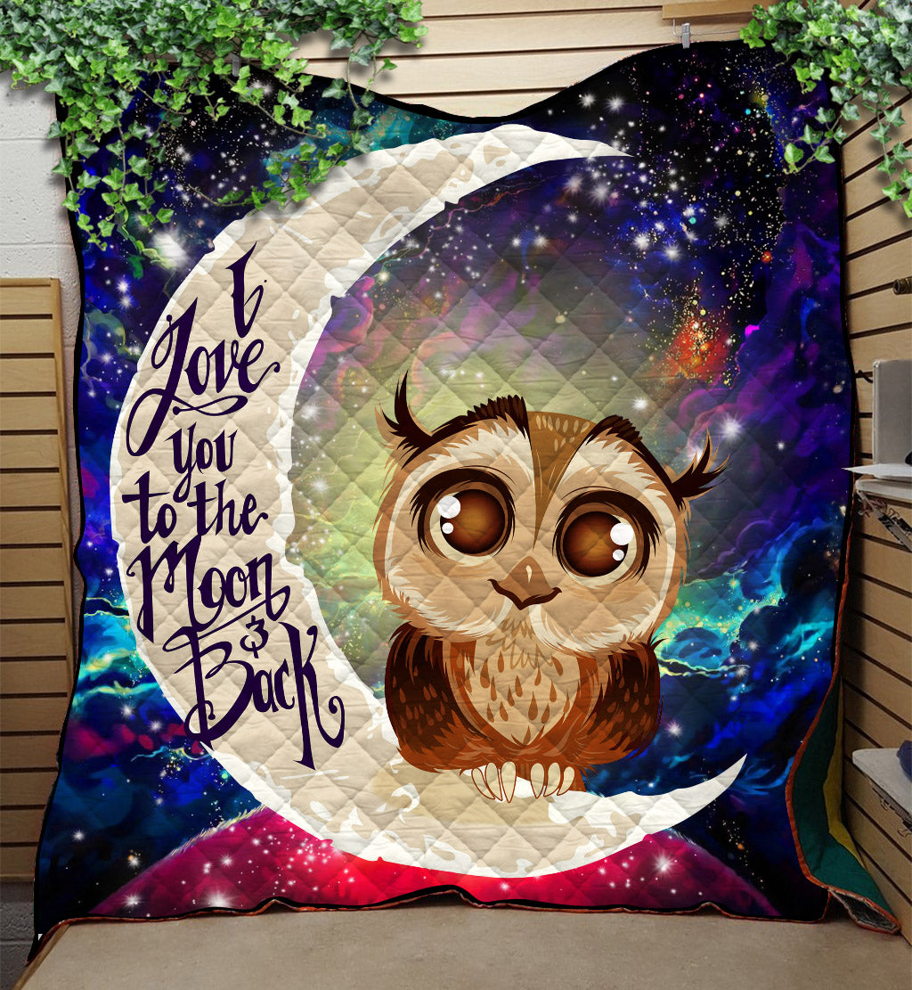 Owl Galaxy Quilt Blanket - Love You To The Moon Design