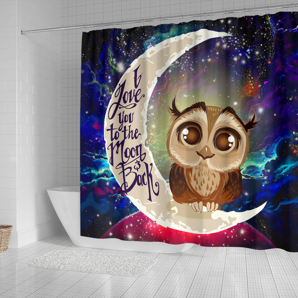 Owl Love You To The Moon Shower Curtain - Cute Galaxy Design