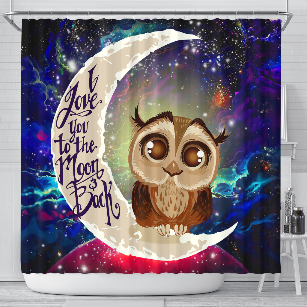 Owl Love You To The Moon Shower Curtain - Cute Galaxy Design