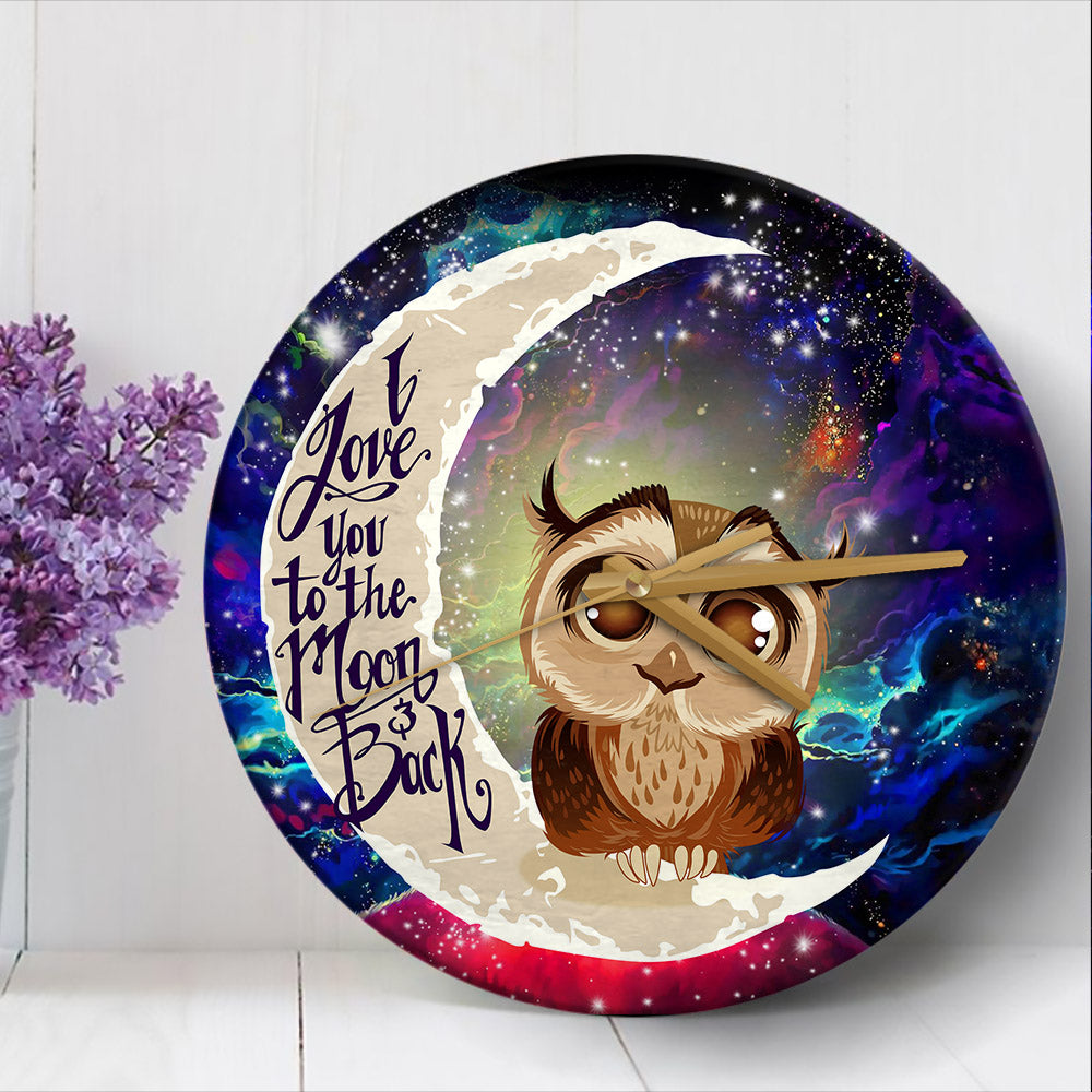 Owl Love You To The Moon Galaxy Wooden Wall Clock Decor