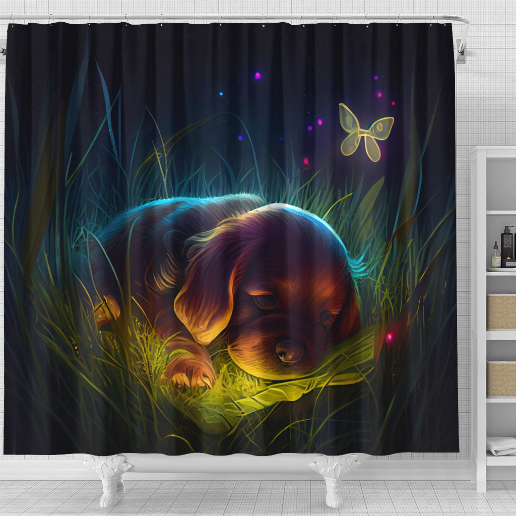 Cute Puppy in Grass Shower Curtain for Dog Lovers Cute