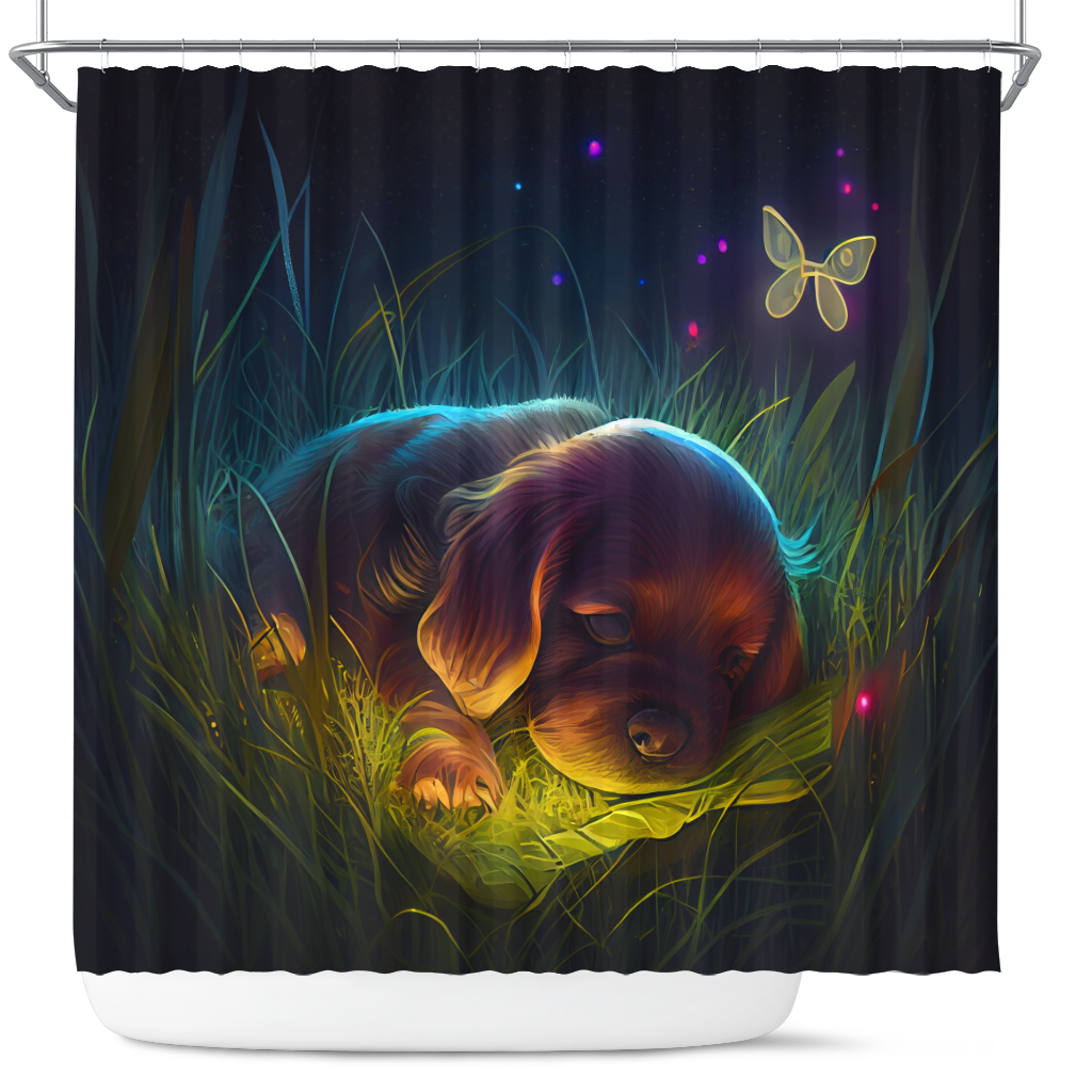 Cute Puppy in Grass Shower Curtain for Dog Lovers Cute
