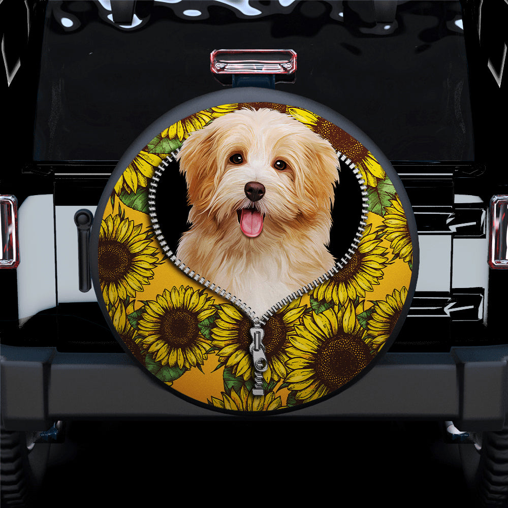Cute Puppy Love Sunflower Jeep Spare Tire Covers for Campers Gift