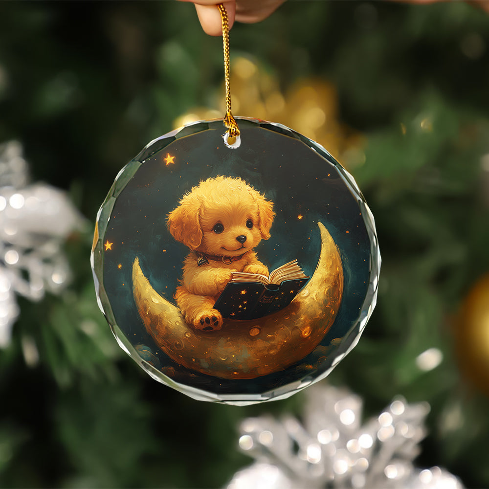 Cute Puppy Stained Glass Ornament for Christmas Holiday Gift