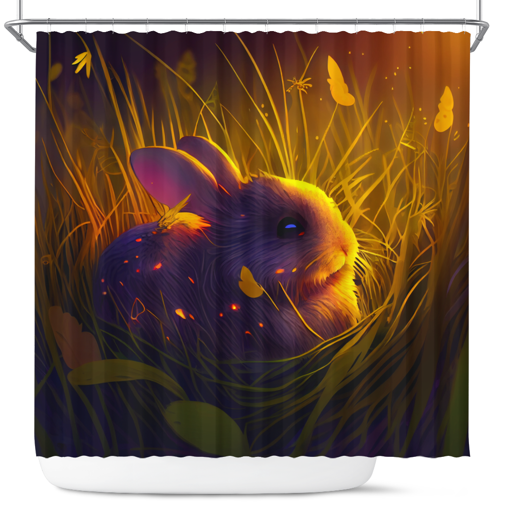 Cute Rabbit Design Shower Curtain for Bathroom Decor 1 Piece